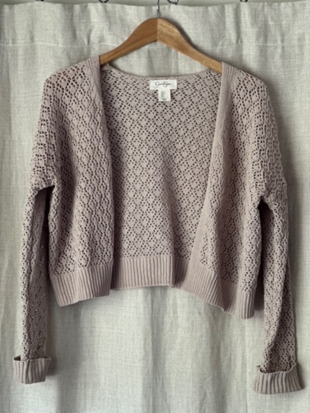 A Very Sweet Crocheted Cardigan Sweater by Jessica Simpson.
